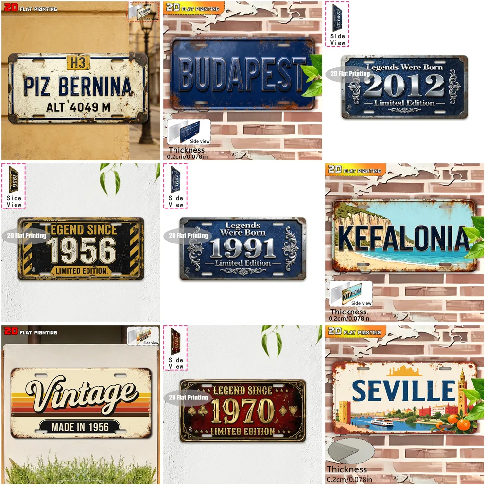 Vintage Distressed Mountain City Beach Year Slogan License Plate Metal Tin Sign Retro Wall Decor For Bar Cafe Home Garden