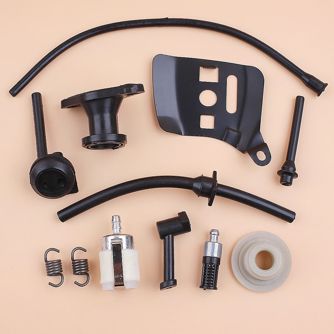 Selang Oli Bahan Bakar Filter Gigi Cacing Kit Pelat Batang Manifold untuk Suku Cadang Gergaji Kecil 2 Tak Gergaji 2500 Cc