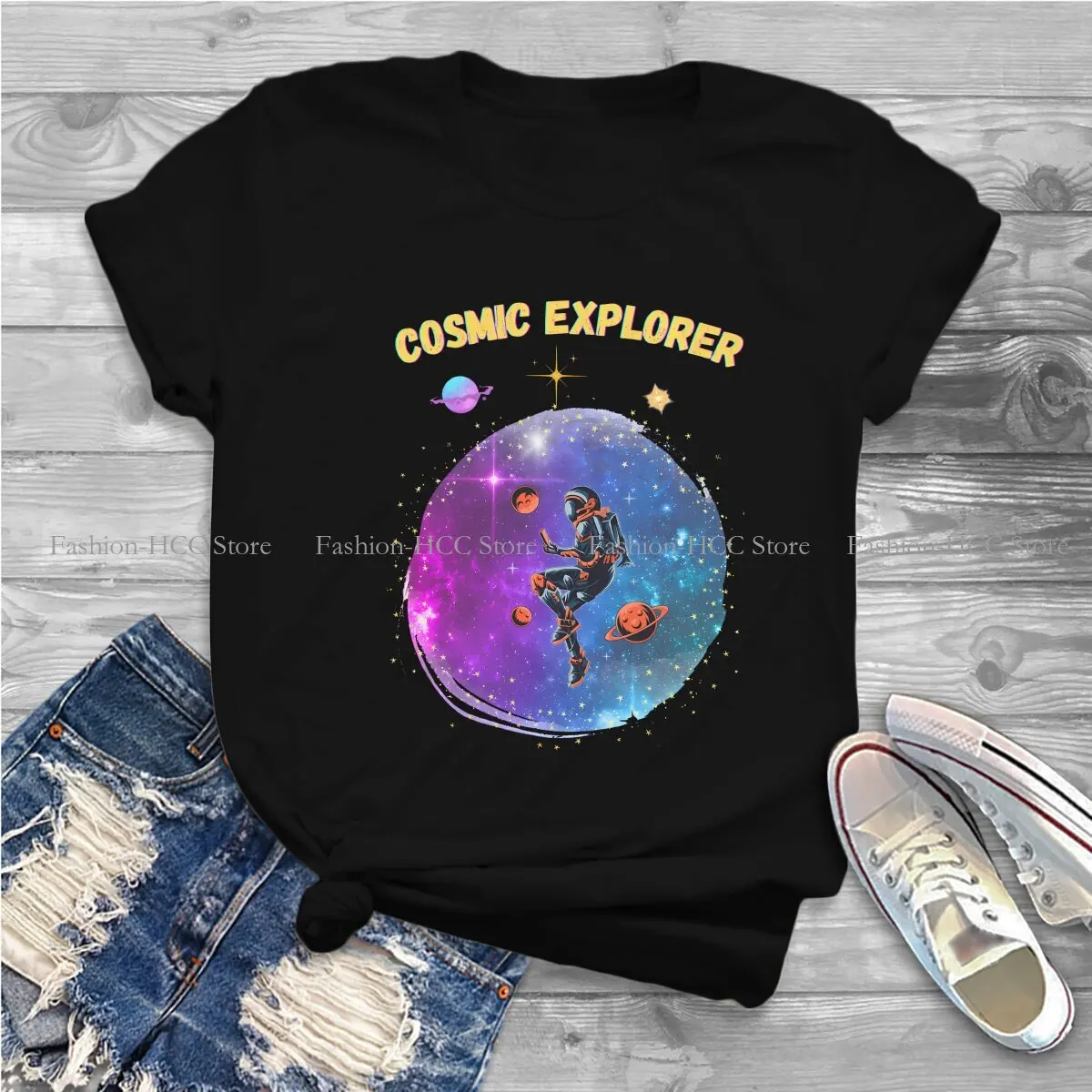 Dreamy Galaxy Universe Fashion Polyester TShirts Cosmic Explorer Female Style Streetwear T Shirt Round Neck