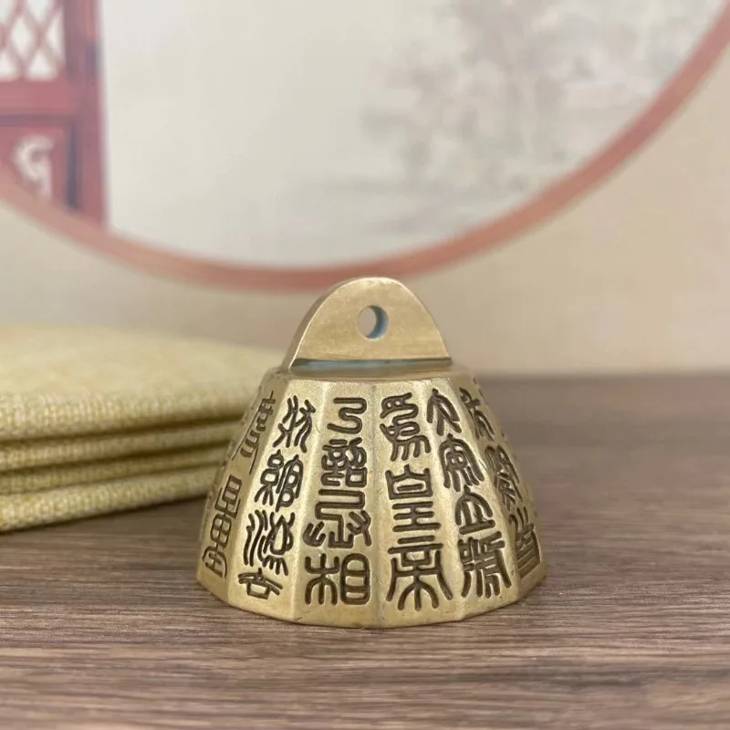 Vintage Copper Engraved Seal Script Weight Ornament Chinese Study Desk Decor Handmade Collectible Paper Press