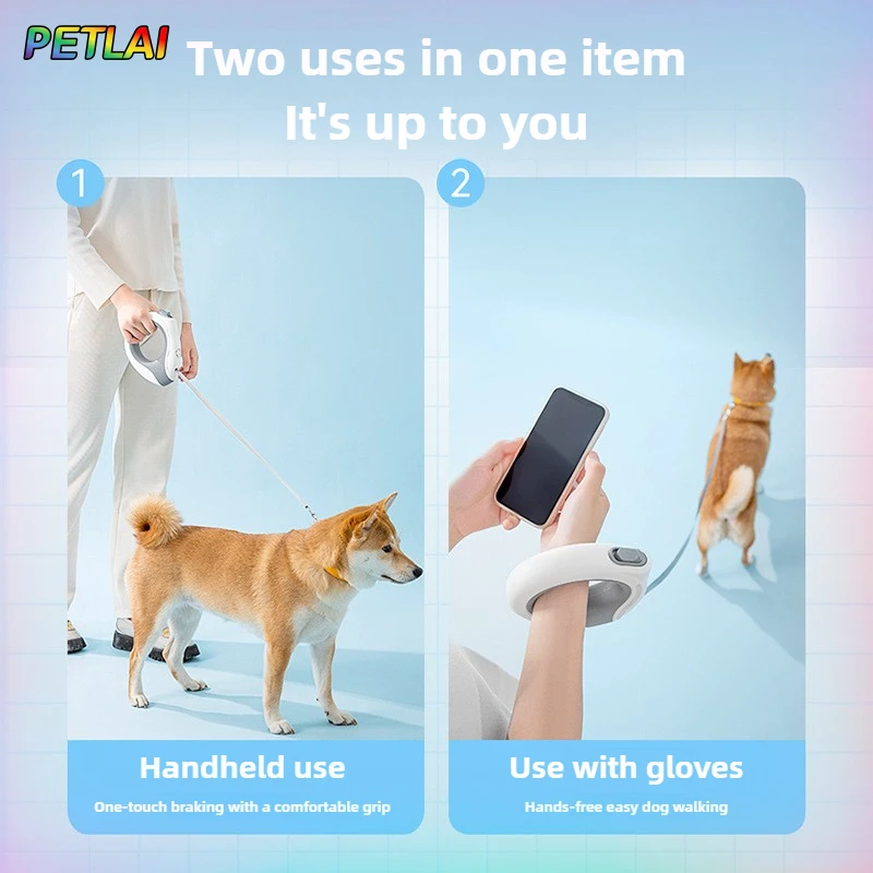 مقود دائري خالي من اليدين للكلاب قابل للسحب أوتوماتيكيًا نمط جديد ملون للتنفس خفيف للكلاب للمشي ليلاً