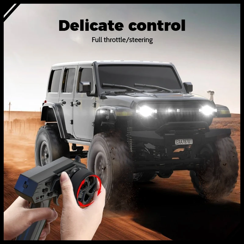 OLANZ 1:24 RC Crawler Car 4WD Full Scale Off-Road Vehicle Strong Torque Remote Control Truck with LED Lights Climbing Toy