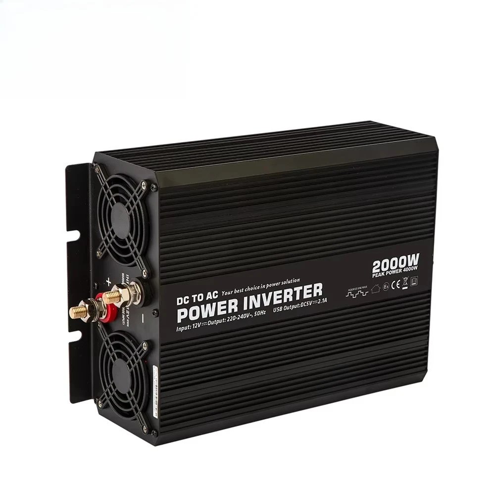 2000W single-phase sine wave inverter DC 12/24V to 110V/220V AC converter for off-grid power systems or automotive use