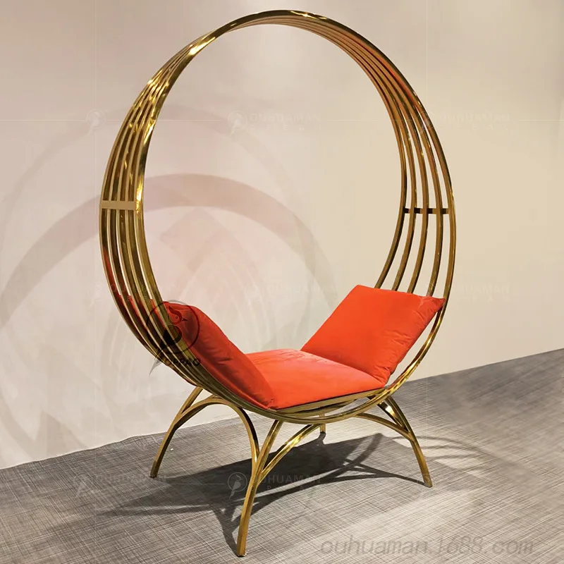 Italian stainless steel sprinkler shop household single sofa chair reclining and sleeping leisure chair swing chair