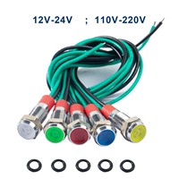 5pcs 6mm Led Metal Indicator Light Waterproof Signal Lamp 12v-24v 110v-220v White Red Blue Green Yellow