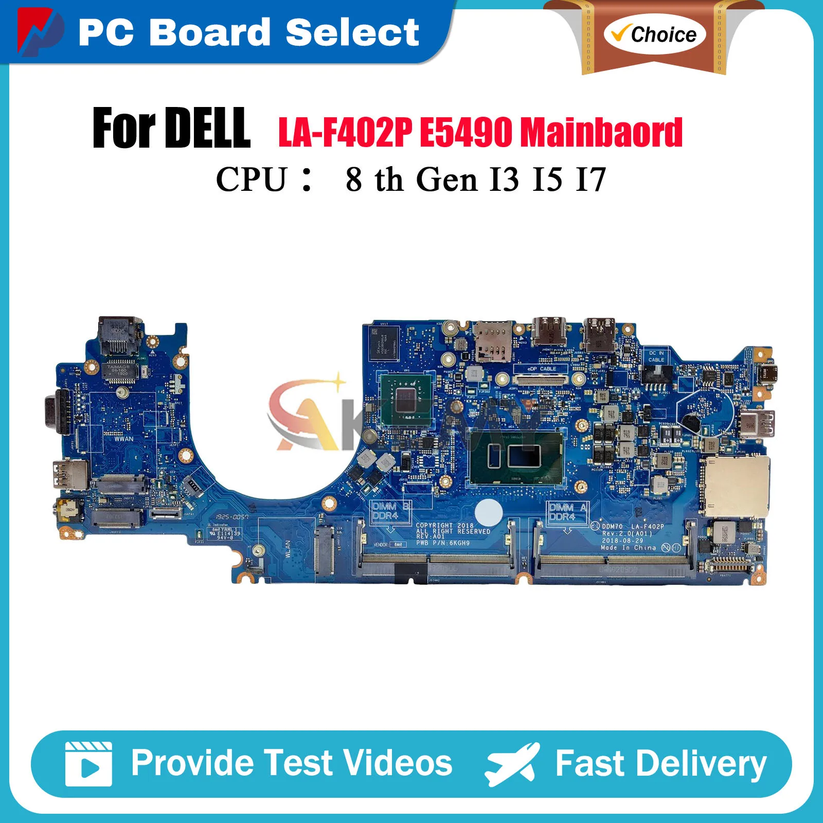 

Notebook Mainboard For Dell Latitude E5490 LA-F401P with i3 i5 i7 7th 8th CPU 0C08DH 0M71FV 0NJFT2 08KN1W 100% Fully Tested