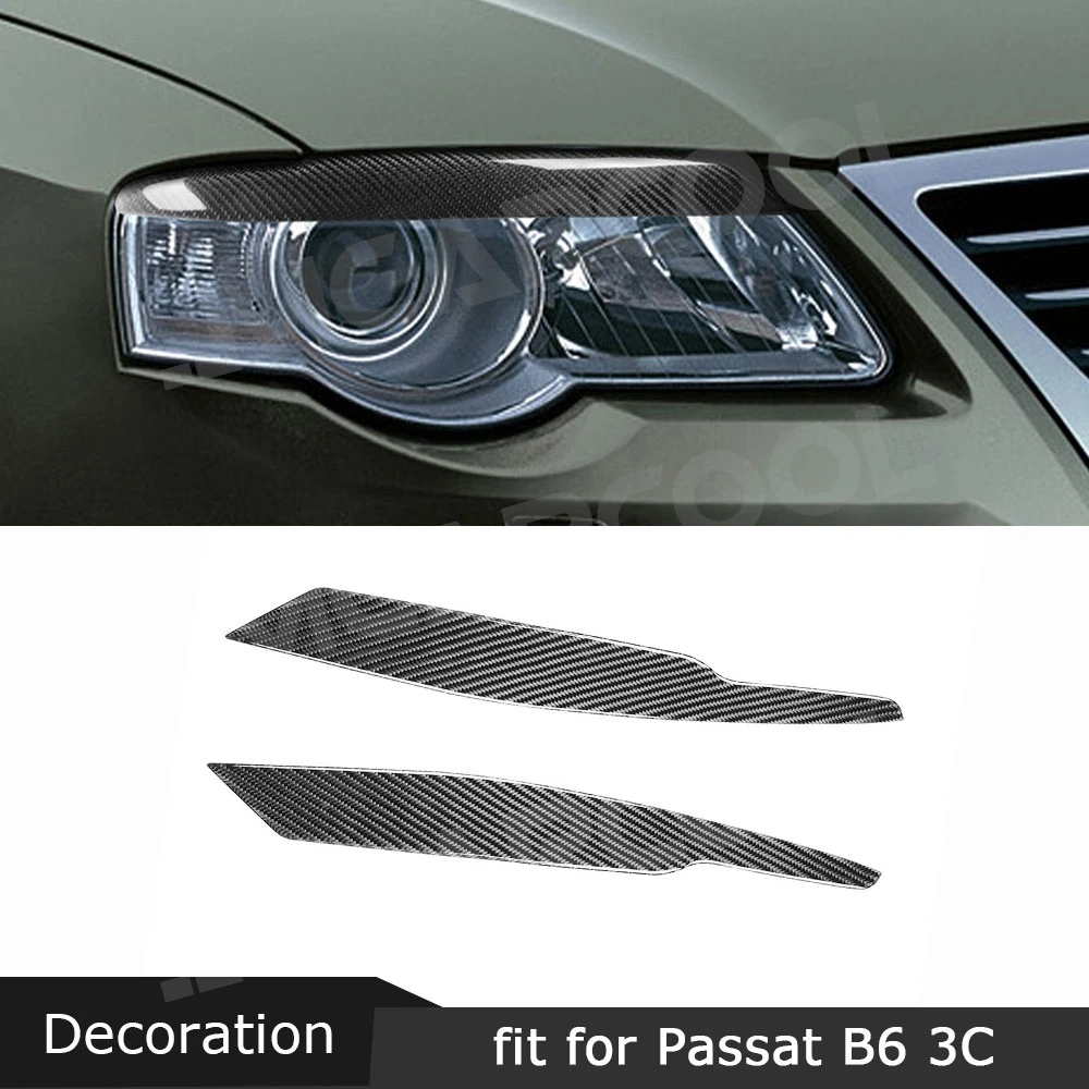 

JMCARCOOL Front Headlight Eyebrow Cover Stickers Head Lamp Eyelids Carbon Fiber for Volkswagen Passat B6 3C 2005-2010