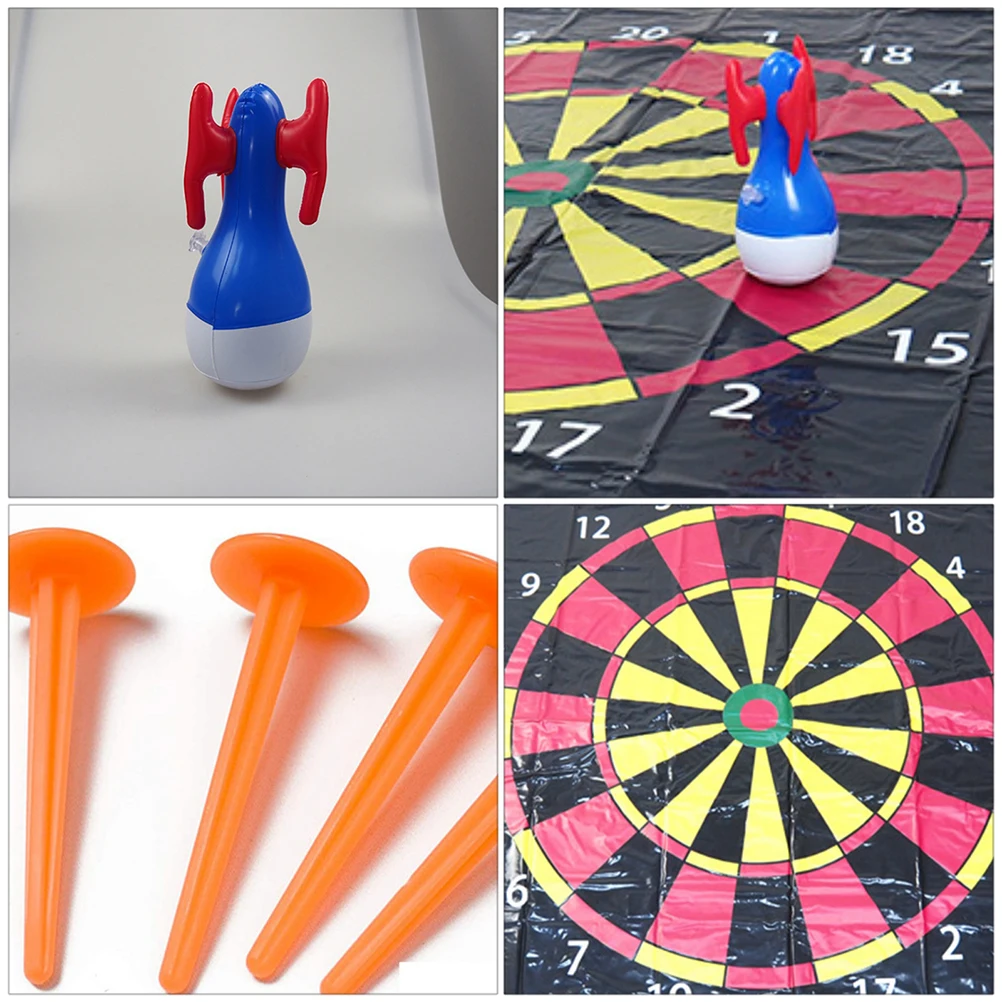 

2pcs Inflatable Throwing Game for Kids Outdoor Toss Playmat Fun Educational Toys Black Parent Child Interactive Activity Lawn