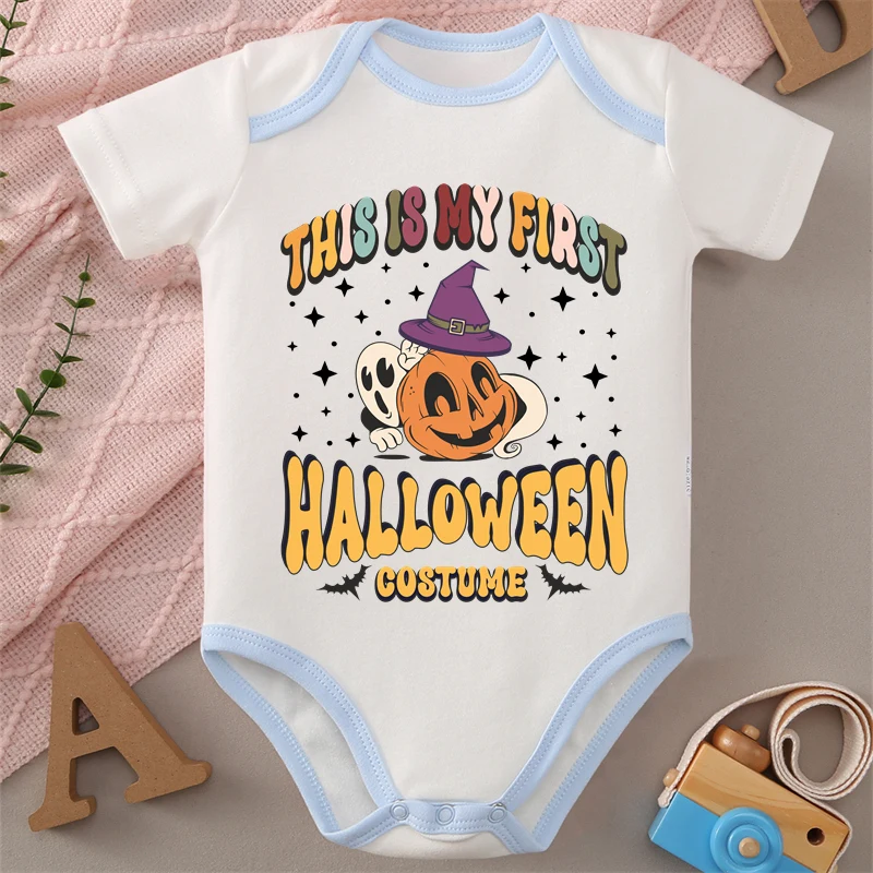 My First Halloween Bat Print MINISO 100% Cotton Baby Jumpsuit Cloths Onesie Bodysuit for 0-12 Months Newborn Best Gift for Baby