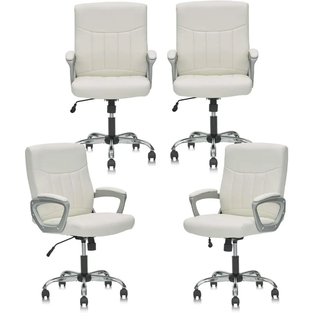 

Office Computer Desk Chair Executive Mid Back Chair Comfortable Ergonomic Managerial Chair Adjustable PU Leather Home Office De