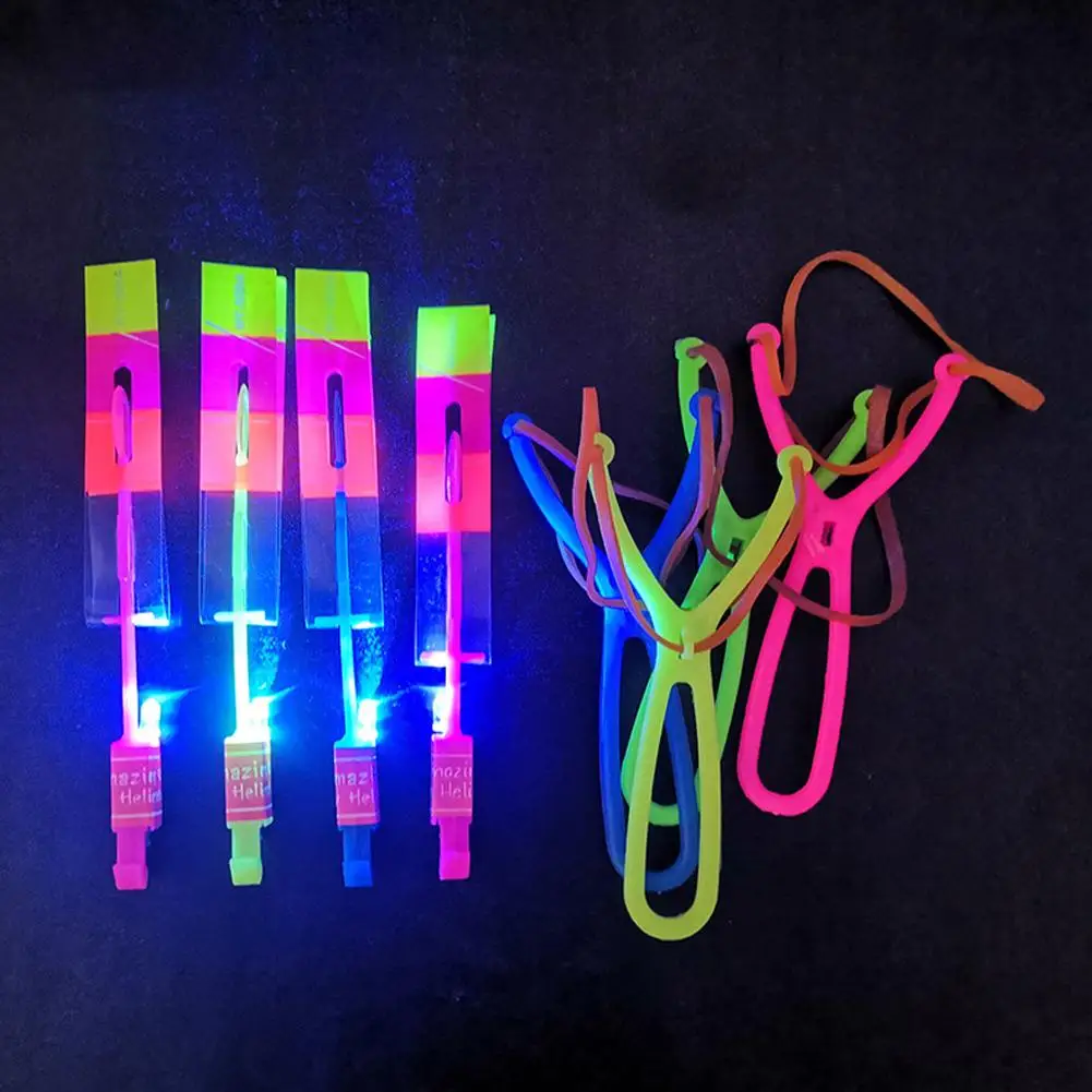 1/2/5PC Random Glowing Slingshot Flying Sword Toy LED Blue/flash Rubber Slingshot Catapult Toy Children Mini Flying Machine Toy