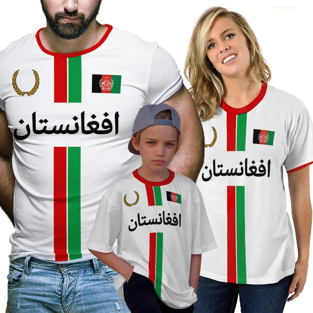 Afghanistan Style Sports football T-shirt Men's Afghan Flag Map Printed O-Neck jersey Men's Quick-drying Breathable Casual Tops