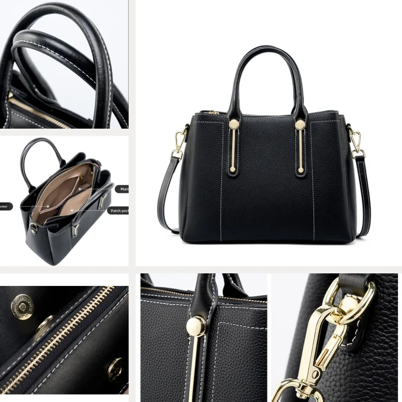 Elegant Genuine leather handbag with Multi-use shoulder bag for commuting, fashionable, and large capacity for women