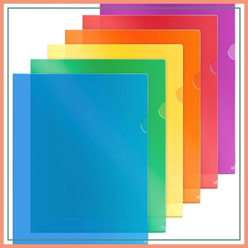 

12 Pack Clear Plastic Folders, Letter Size 8.5x11, Assorted Colors, Durable Poly Document Jackets for Office School Home