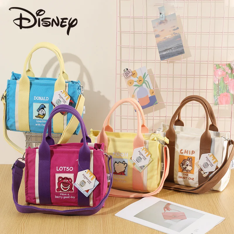 

Kawaii Cartoon Disney Dopamine Series Canvas Crossbody Bag Cartoon Winnie The Pooh Large Capacity Tote Bag Girl Gifts Commuting