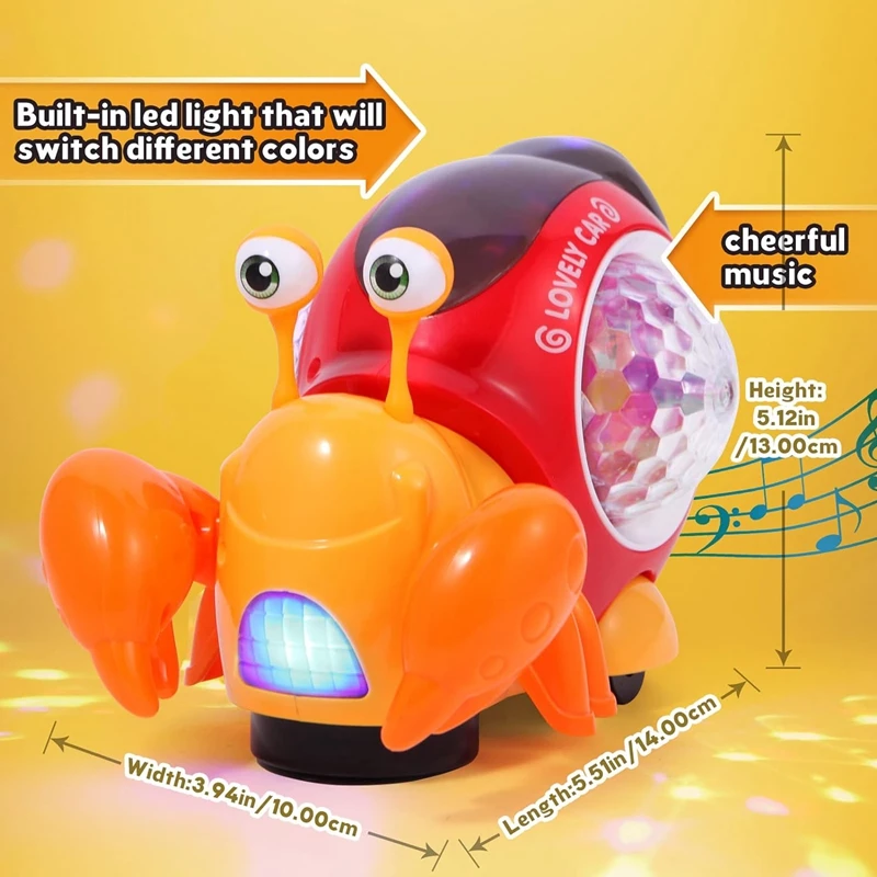 Electronic Pets Crawling Crab Snail Musical Toy for Baby With 3D Lighting Projection Interactive Games Kids Toys Gifts