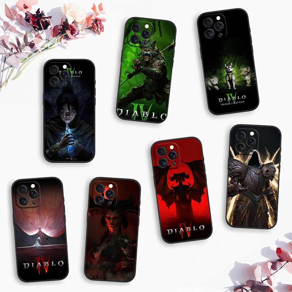 

Game D-Diablo IV V-Vessel of H-Hatred Phone Case for iPhone 12 11 14 15 13 16 Max Plus Pro Black Soft Silicone Cover