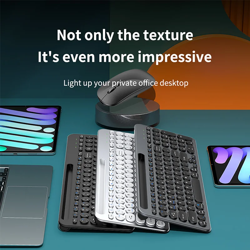 Imagem -02 - Combinação Silenciosa de Teclado e Mouse sem Fio de Três Modos Mini Mudo Recarregável Bluetooth 2.4g Conjunto de Vários Dispositivos