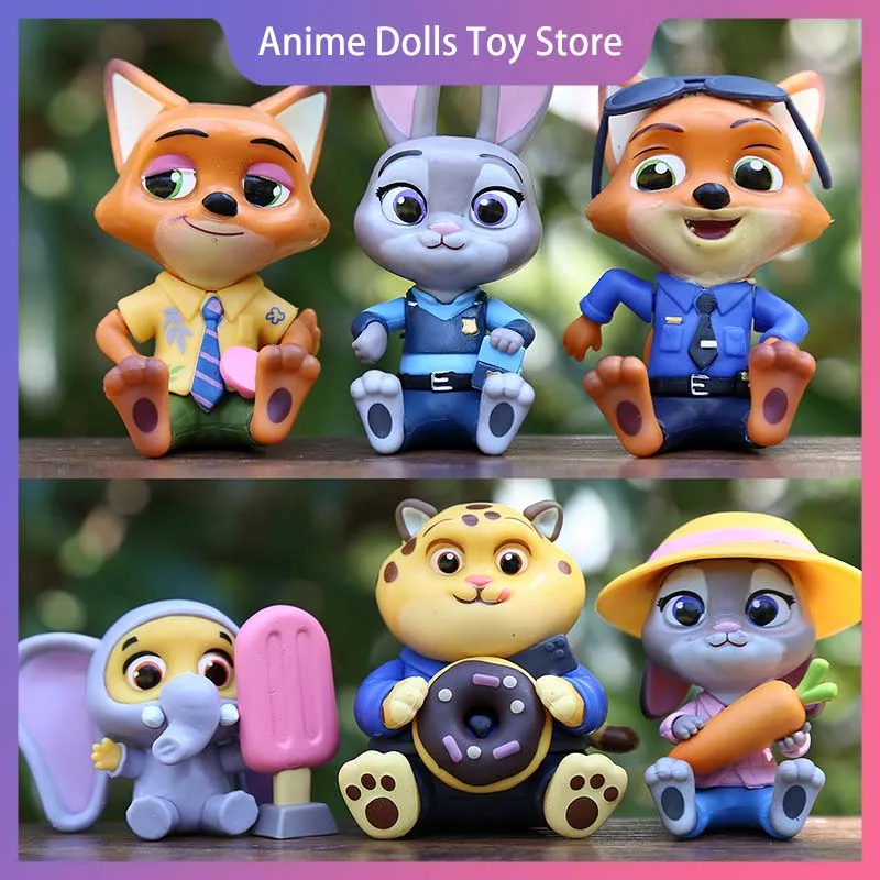 

6 шт./компл. Zootopia мини-фигурка аниме мультфильм милая статуя модель игрушки Kawaii кукла домашний настольный декор для торта коллекция подарок