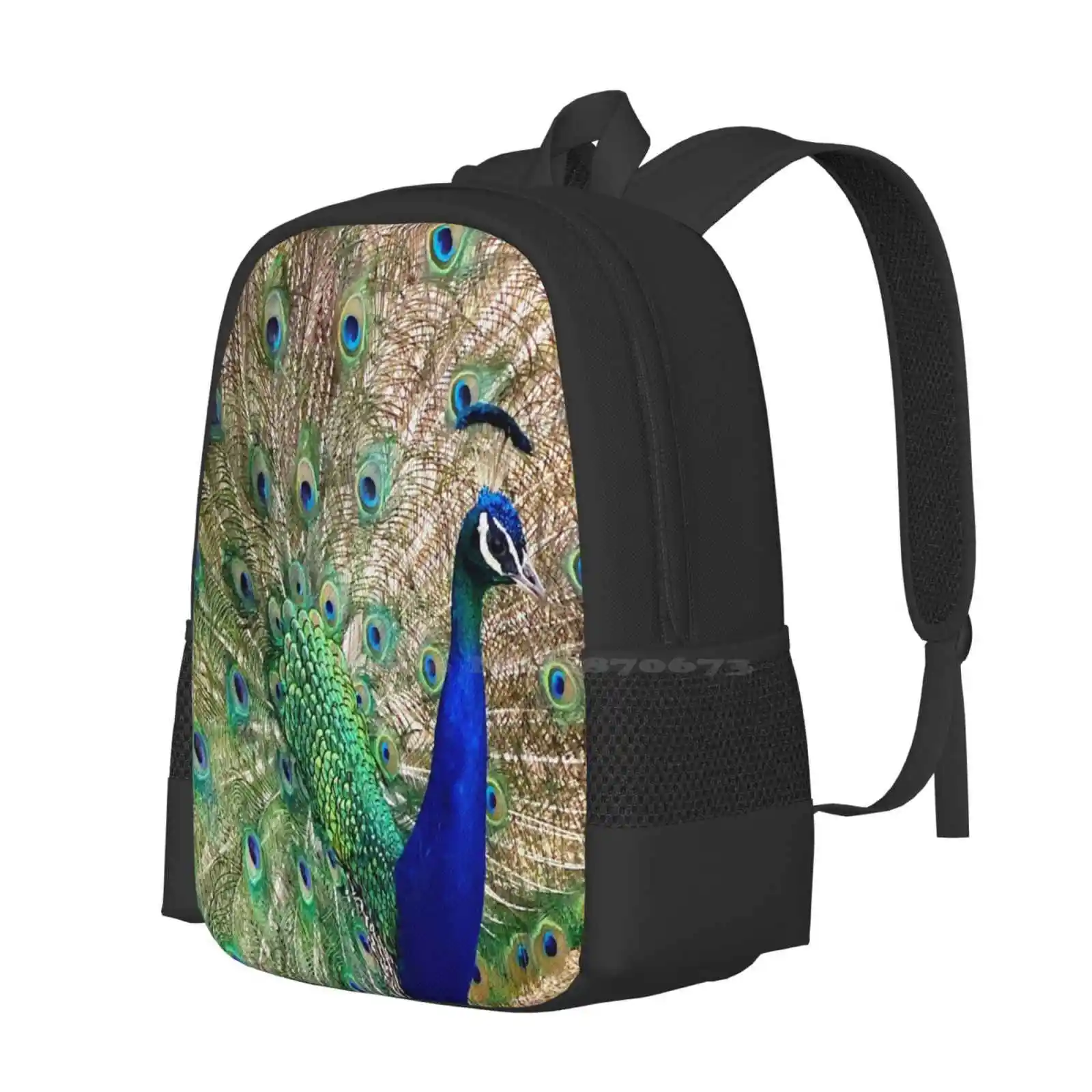 Dwayne der Pfau Muster Design Bagpack Schult aschen Pfau Natur Spaß bunt