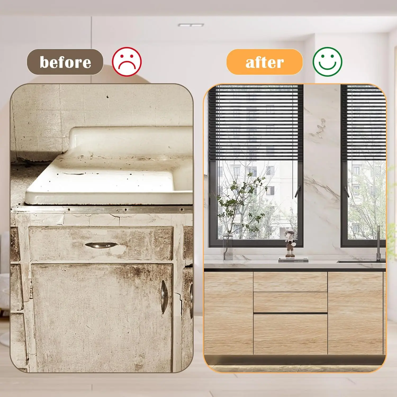 Wood Grain Contact Paper Brown Wooden Wallpaper Self-Adhesive Removable Vinyl Film Easy to Apply For Furniture Kitchen Cabinets