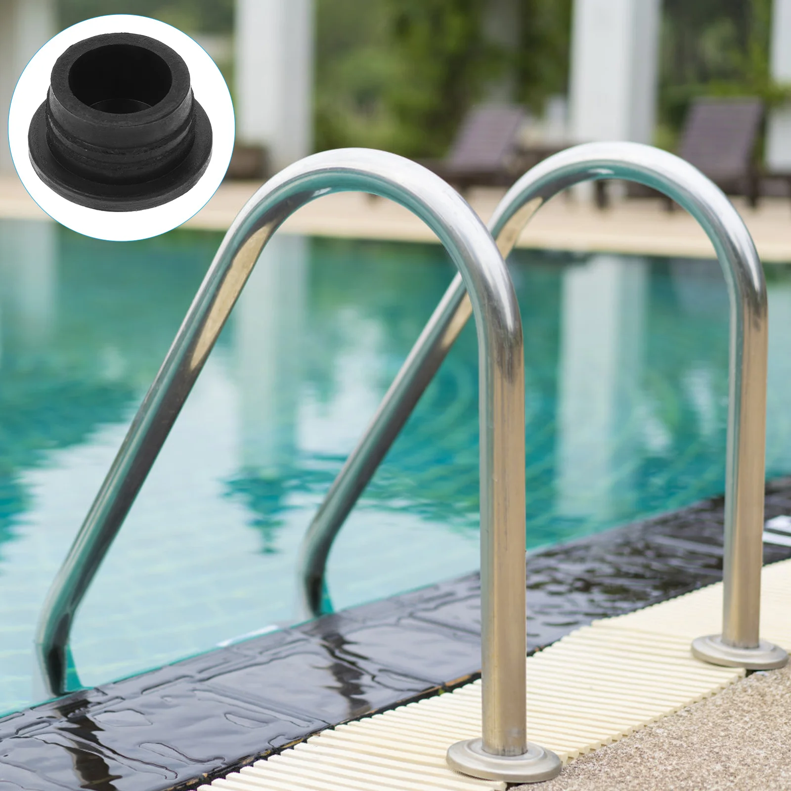 Tapón de parachoques para escalera de piscina, tapón de goma para patas de escalera, protege el revestimiento de vinilo, accesorio de piscina de larga duración, 2 uds.