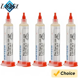 5pcs 10cc AMTECH NC-559-ASM Solder Paste Syringe Liquid Flux for Cell Phone BGA PCB Repair Stencil Welding Soldering Tool