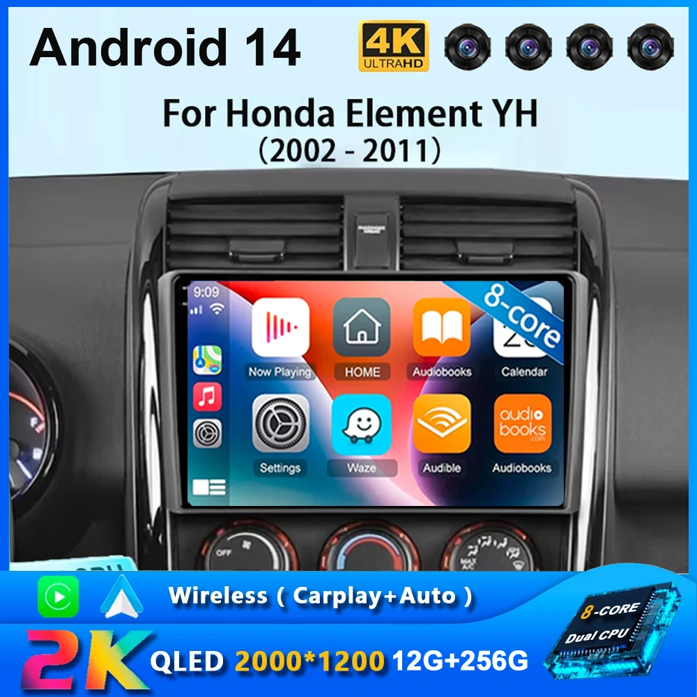 

Android 14 For Honda Element YH 2002 - 2011 Car Radio Multimedia Player GPS Navigation Stereo NO 2Din BT 5G WIFI Carplay Stereo
