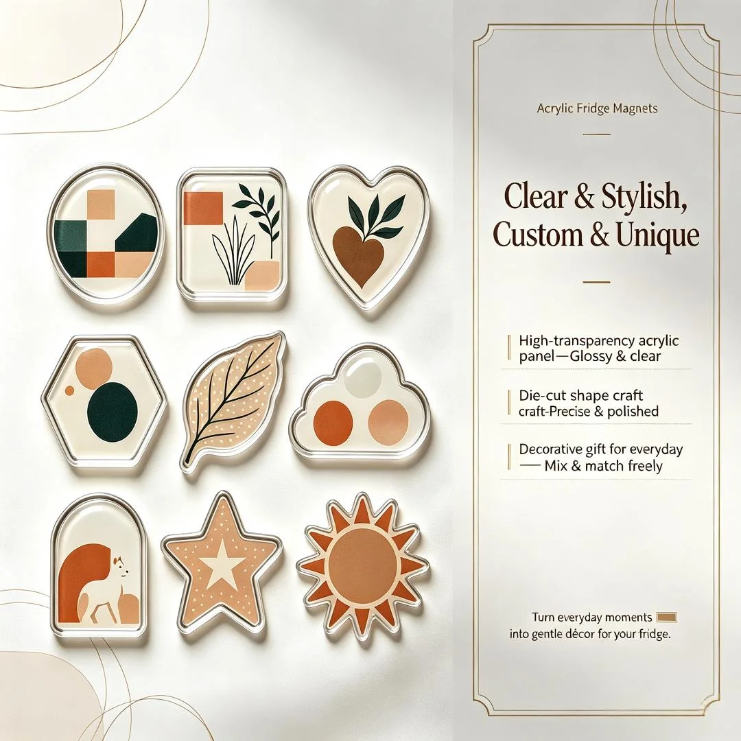 Custom Printed Acrylic Refrigerator Wholesale Promotional Fridge Magnets Custom Photo Postcard DIY Acrylic Fridge Magnet Set