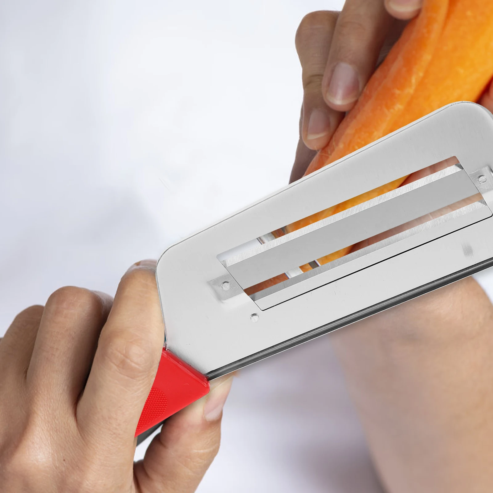 

Red Handle Mandoline Slicer Heavy Duty Vegetable Cutter for Home Kitchen Tool for Fruits Potatoes Onions Smooth Blade