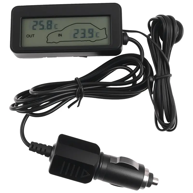 A21Q -Mini Digital Car LCD Display Indoor Outdoor Thermometer 12V Vehicles Digital Thermometer