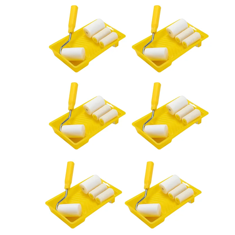 WCS-36 Stück Mini-Farbroller aus Schaumstoff, Mal-Dekorationsset, 5,1 cm, kleines Farbroller-Tablett-Set für Wandmalerei, Reparaturbürste