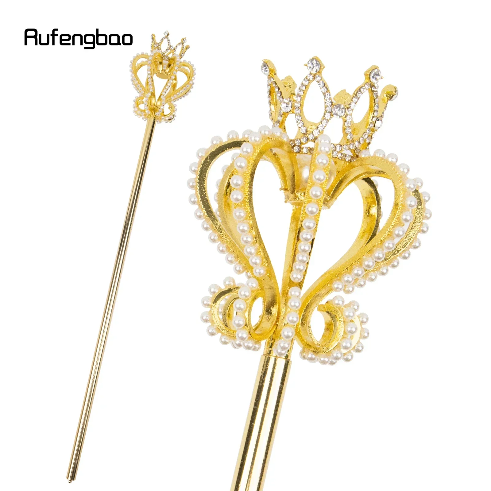 عصا أوراق سبيكة بيضاء ذهبية لفتاة الأميرة الصولجانات للأطفال عصا الملاك للحفلات التنكرية لمرحلة الأداء قصب 50 سنتيمتر #1