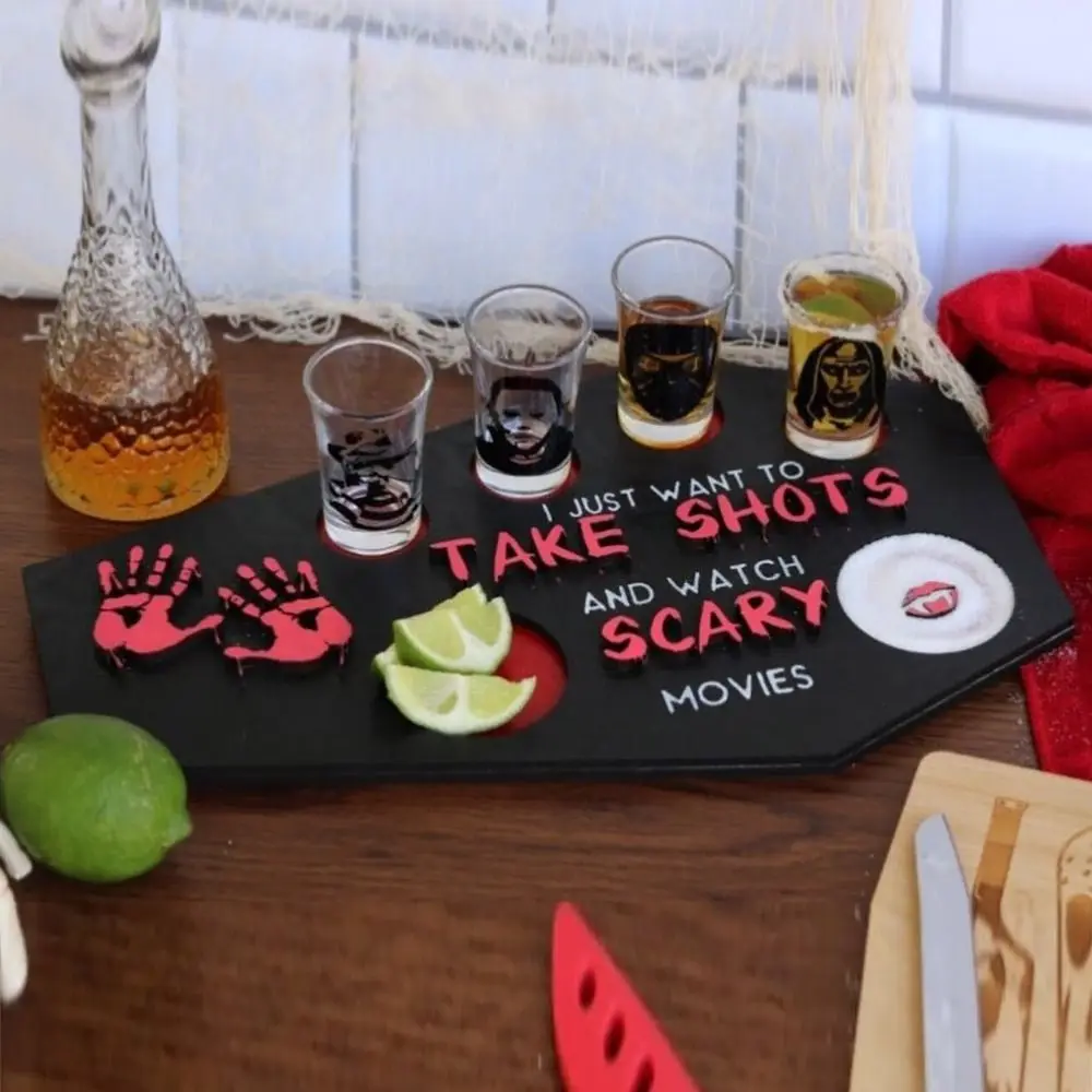 Tequila Shot Board Serving Tray Coffin-Shaped TakeShots Serving Tray Halloween Kitchen Accessories Horror