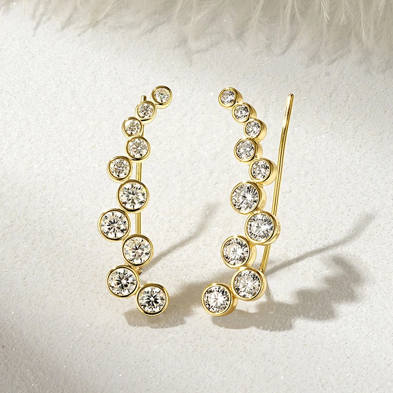 OXTAO D VVS1 3.5mm&2.5mm&2mm Moissanite Earrings Female Jewelry 925 Sterling silver Cuffs Crawler Climber Earrings Jewelry Gift