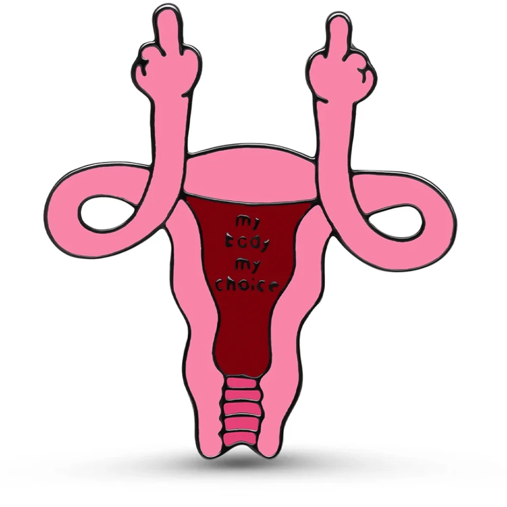 Funny Female Uterus Gynecology Enamel Brooch Middle Finger Vagina Badge Feminist Lapel Backpack Hat Pin Jewelry for Women