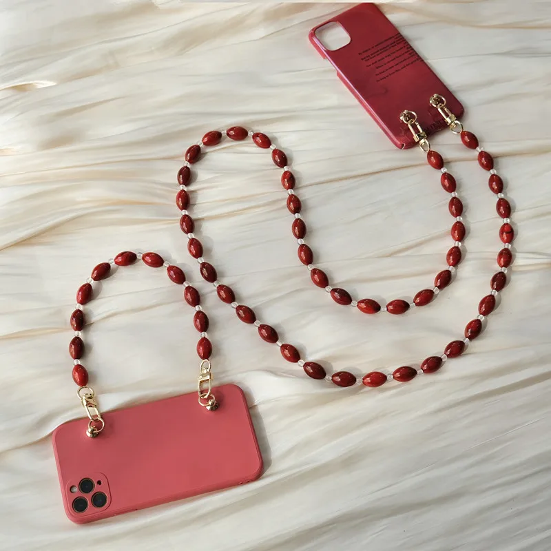 

New Phone Accessory Cellphone Part Chain Anti Lost Universal Bead Lanyard Shoulder Neck Crossbody SmartPhone Strap Case Chain