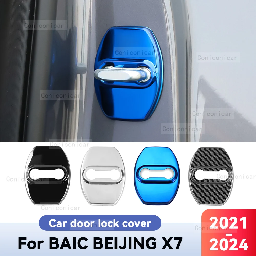 For BAIC BEIJING X7 2021-2024 Car Door Lock Protection Cover Decoration Emblems Case Decor Auto Stainless steel Accessories