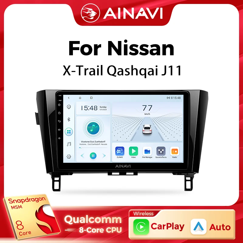 

Ainavi Car Multimedia Player For Nissan X-Trail 3 T32 Qashqai J11 2 2014-2020 radio wireless Carplay Android Auto 2din