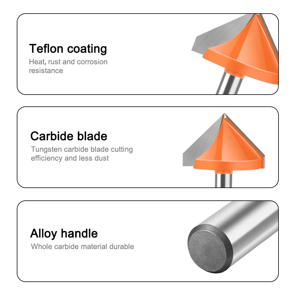 1 قطعة 8 مللي متر عرقوب 60 90 120 150 درجة فولت نوع الشق القاطع بت CNC النقش الصلبة راوتر بت كربيد قاطعة المطحنة #4