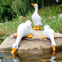 Resin Duck Figurines Miniature Fairy Garden Decoration Outdoor Statue Yard Ornament for Pool Home Garden Pool Pond Decor