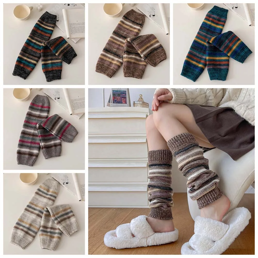 Knitted Foot Cover Wool Women Leg Warmers Coarse Knit Knee Pads Leg Warm Socks JK Uniform Warm Boots Knee Cover Lady/Girls