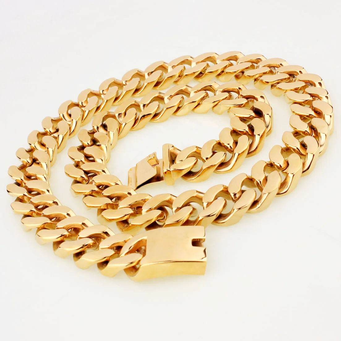 

20mm Wide Heavy Men Curb Cuban Link Necklace Gold/Silver Color 316L Stainless Steel Men Or Women Jewelry Gift