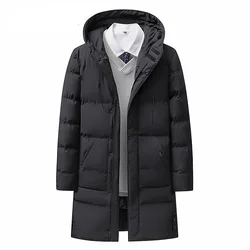 Winter Long Down Jacket Oversize Men Green Casual Loose Velvet Hooded Fur Collar Warm Cotton Quilted Coat Male Black Parkas  8XL