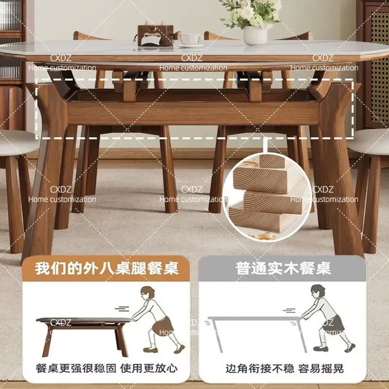 Solid Wood Rock Slab Dining Table Antique Household Small Retractable Folding Simple 2026 New Variable Round Table