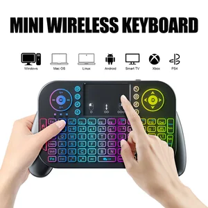 Keyboard Nirkabel Mini V8 7 Panel Sentuh Pengendali Jarak Jauh Mouse Udara Bluetooth dengan Lampu Latar 2.4 G untuk Kotak TV Android 12 keyboard industri penjualan terbaik - №