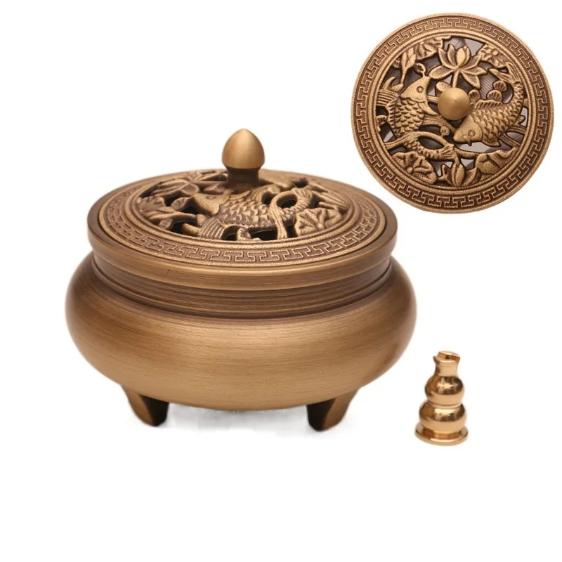 

Classical Antique Three Legged Incense Burner Pure Copper Household Indoor Decorative Zen Sandalwood Carving