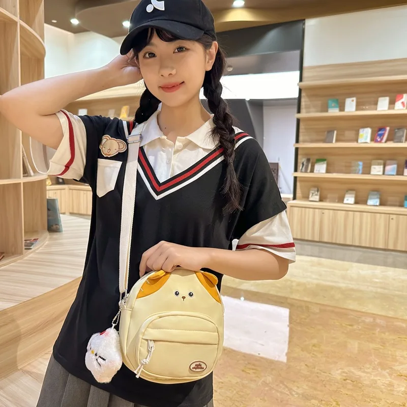 Nuovo simpatico cartone animato gattino ragazza zaino studente Casual donna zaino leggero cambio borsa per telefono borsa a tracolla da viaggio in