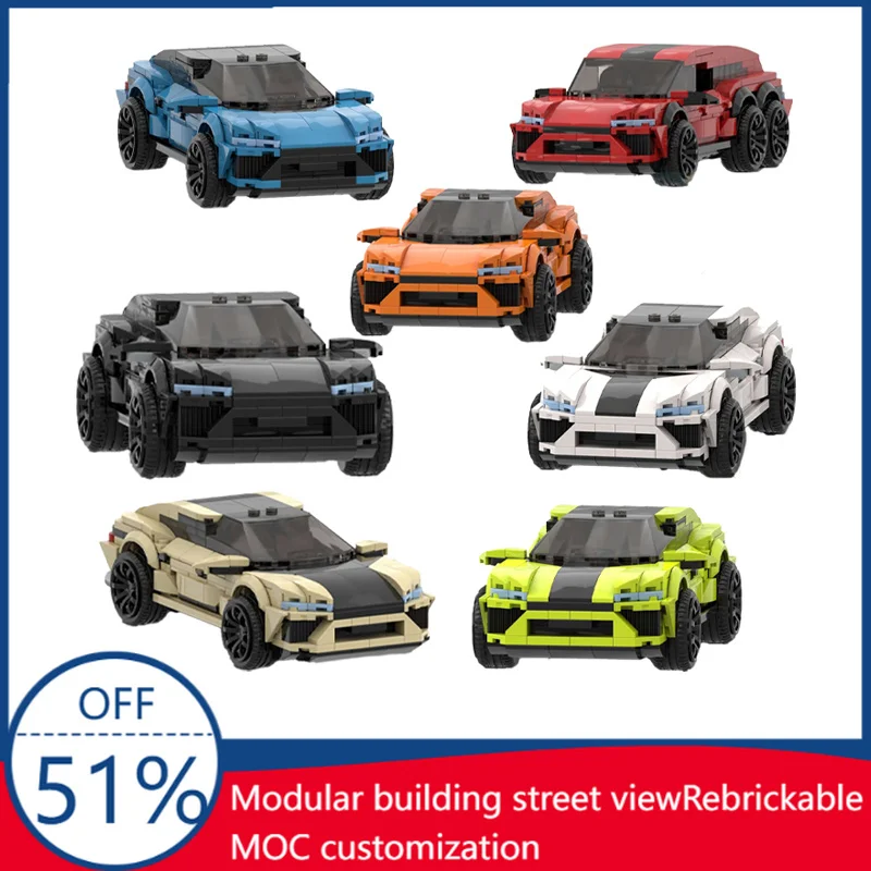 

New MOC Technology Racing Modified V8 Supercar Model Building DIY Blocks Bricks Creative Christmas For Children Educational Gift