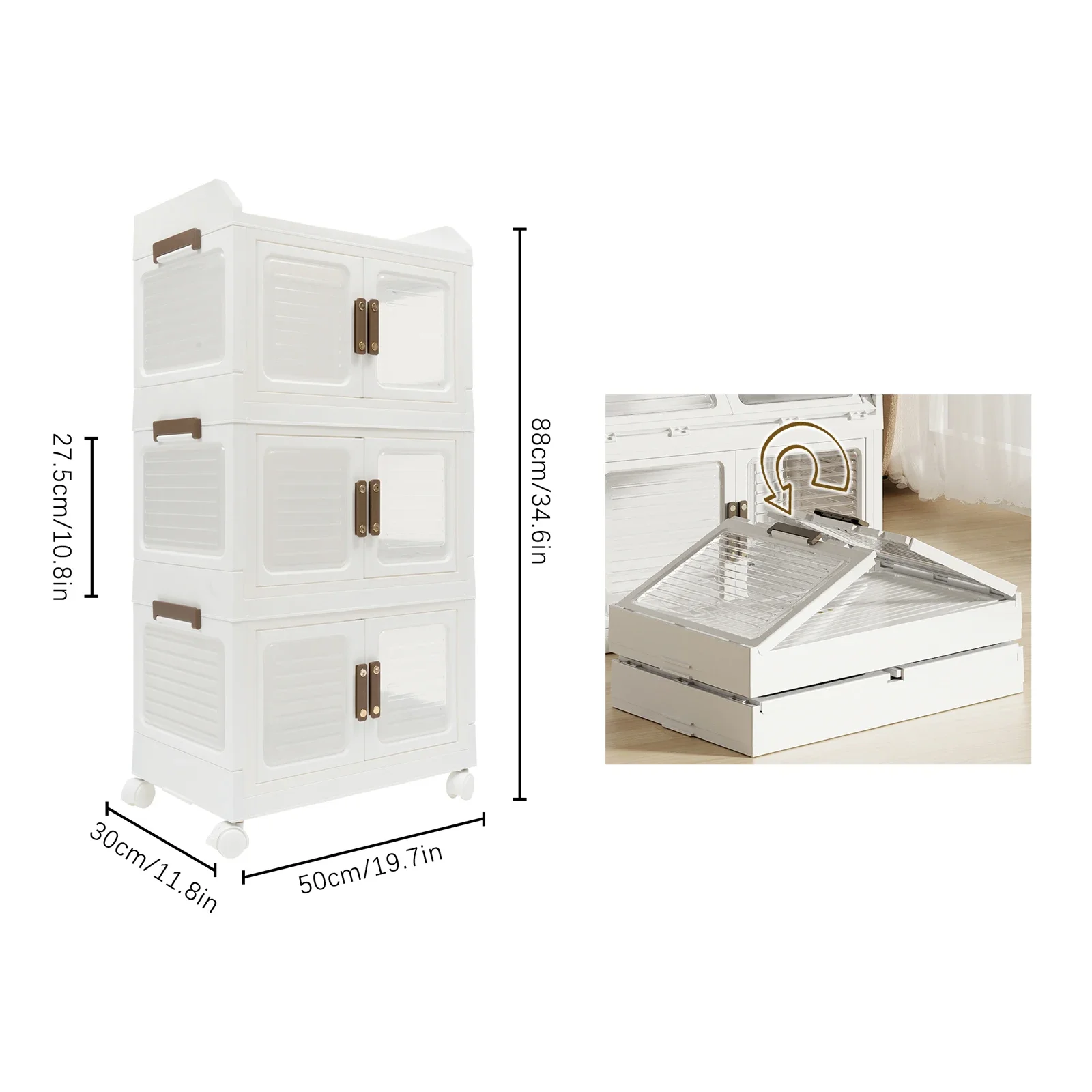 صناديق تخزين قابلة للطي بعجلات وأغطية - مكعبات بلاستيكية قابلة للتكديس مع أبواب لتنظيم سهل #6